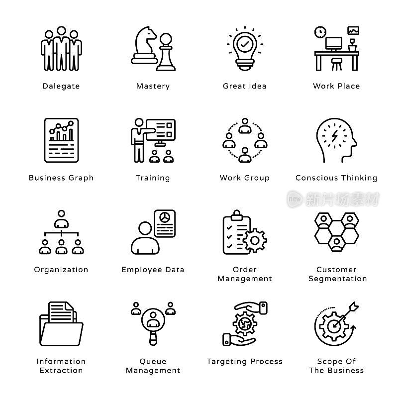 Smart Business Outline Icons - Stroked, Vectors